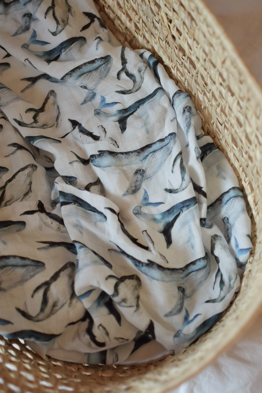 BABY MUSSELINTUCH BLUE WHALES - Mini Indians