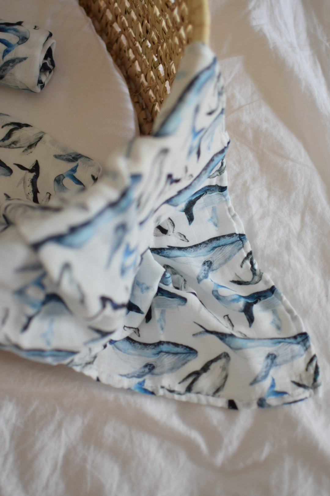 SPUCKTÜCHER 2ER SET BLUE WHALES (60x60cm) - Mini Indians